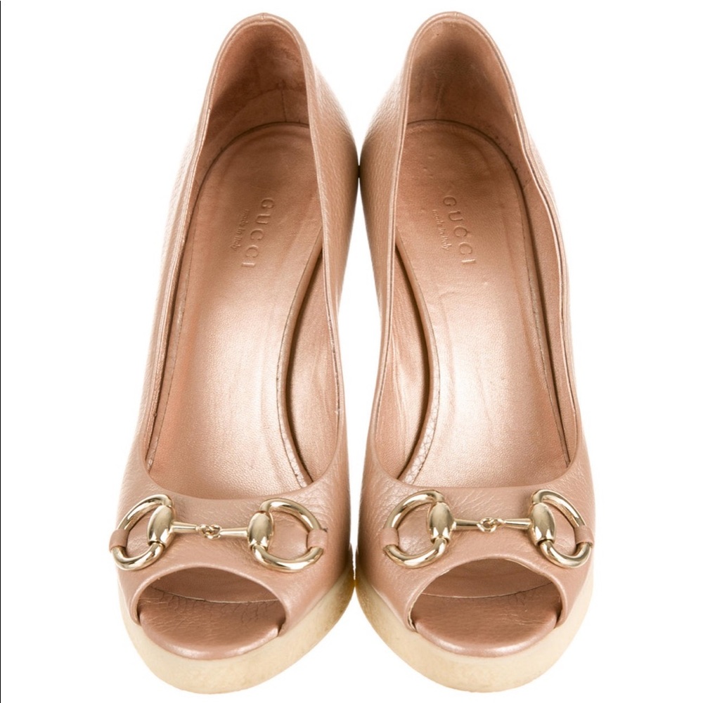 Gucci Horsebit Pink Wedges Sz 10